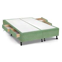 Cama Base c/Aux 4 Gavetas Queen Castor Poli Green 158x198x27 Cama Base c/Aux 4 Gavetas Queen Castor Poli Green 158x198x27