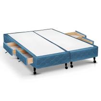Cama Base c/Aux 4 Gavs Queen Castor Poli Blue 158x198x27 Cama Base c/Aux 4 Gavs Queen Castor Poli Blue 158x198x27