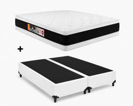Cama Base Casal Bipartido Branco Colchão Casal Black e White Air Double Face D45 138x188 - Castor