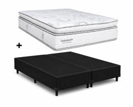 Cama Base Casal Bipartido Preto Colchão New Freedom Molas Ensacadas 138x188 - Ortobom Cama Base Casal Bipartido Preto Colchão New Freedom Molas Ensacadas 138x188 - Ortobom