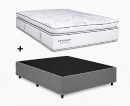 Cama Base Casal Cinza Colchão New Freedom Molas Ensacadas 138x188 - Ortobom Cama Base Casal Cinza Colchão New Freedom Molas Ensacadas 138x188 - Ortobom