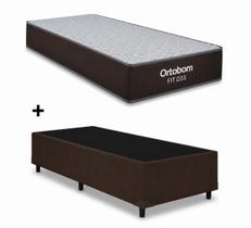 Cama Base Solteiro Marrom Colchao Fit D33 Espuma 88x188 - Ortobom