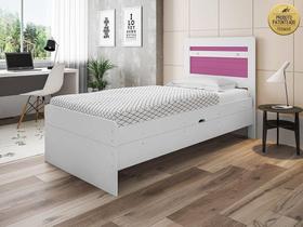 Cama Baú 0,88 Framar Larissa Branco com Rosa - Framar Móveis Cama Baú 0,88 Framar Larissa Branco com Rosa - Framar Móveis