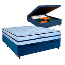 Cama + Bau Azul e Colchão Molas Ensacadas Casal Cama + Bau Azul e Colchão Molas Ensacadas Casal