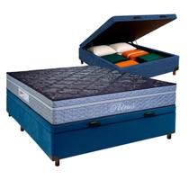 Cama + Bau Azul e Colchão Molas Ensacadas Casal Cama + Bau Azul e Colchão Molas Ensacadas Casal