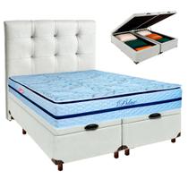 Cama + Bau Blindado e Colchão Molas Ensacadas Casal - Blue Paropas + Cabeceira