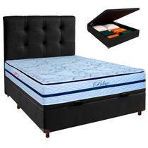 Cama + Bau Blindado e Colchão Molas Ensacadas Casal - Blue Paropas + Cabeceira