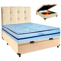 Cama + Bau Blindado e Colchão Molas Ensacadas Casal - Blue Paropas + Cabeceira