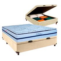 Cama + Bau Blindado e Colchão Molas Ensacadas Casal - Blue Paropas