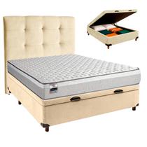 Cama + Bau Blindado e Colchão Molas Ensacadas Casal - Hanover Inducol + Cabeceira