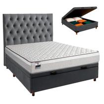 Cama + Bau Blindado e Colchão Molas Ensacadas Casal - Hanover Inducol + Cabeceira