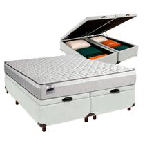 Cama + Bau Blindado e Colchão Molas Ensacadas Casal - Hanover Inducol