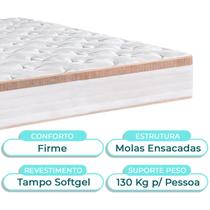 Cama + Bau Blindado e Colchão Molas Ensacadas Casal - Isis Real Inducol + Cabeceira