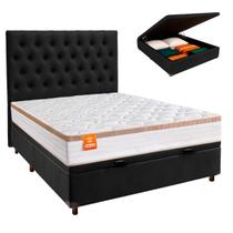 Cama + Bau Blindado e Colchão Molas Ensacadas Casal - Isis Real Inducol + Cabeceira