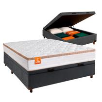 Cama + Bau Blindado e Colchão Molas Ensacadas Casal - Isis Real Inducol