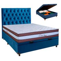 Cama + Bau Blindado e Colchão Molas Ensacadas Casal - Legaccy Paropas + Cabeceira