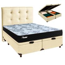 Cama + Bau Blindado e Colchão Molas Ensacadas Casal - Life Gold Paropas + Cabeceira