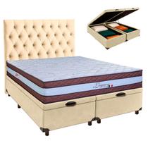 Cama + Bau Blindado e Colchão Molas Ensacadas Queen - Legaccy Paropas + Cabeceira Cama + Bau Blindado e Colchão Molas Ensacadas Queen - Legaccy Paropas + Cabeceira