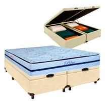 Cama + Bau Blindado e Colchão Molas Ensacadas Queen