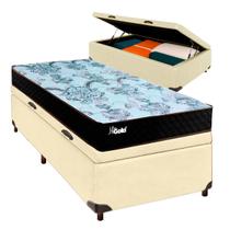 Cama + Bau Blindado e Colchão Molas Ensacadas Solteiro