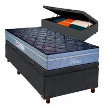 Cama + Bau Blindado e Colchão Molas Ensacadas Solteiro