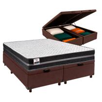 Cama + Bau Blindado e Colchão Molas Ultralastic Queen