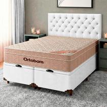 Cama + Bau Blindado e Colchão Ortobom Molas Ensacadas Casal - Airtech + Cabeceira