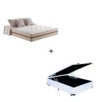Cama Baú Box Casal Tecido Sintético Branco com Colchão Pillow Angel - Bello Box - Molas Ensacadas 63x138x188 Cama Baú Box Casal Tecido Sintético Branco com Colchão Pillow Angel - Bello Box - Molas Ensacadas 63x138x188