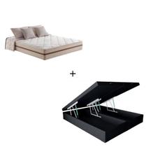 Cama Baú Box Queen Bipartido Tecido Sintético Preto com Colchão Pillow Angel - Bello Box - Molas Ensacadas 63x158x198 Cama Baú Box Queen Bipartido Tecido Sintético Preto com Colchão Pillow Angel - Bello Box - Molas Ensacadas 63x158x198