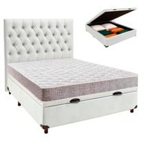 Cama + Bau Branco e Colchão D23 Casal - D23 Inducol + Cabeceira
