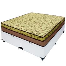 Cama Baú Casal 138 Bipartido Tecido Sintético Branco Com Colchão de Espuma Tokio D33 Bege Cama Baú Casal 138 Bipartido Tecido Sintético Branco Com Colchão de Espuma Tokio D33 Bege