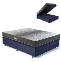 Cama Baú Casal 138x188 Bipartido Suede Preto com Dual Firm Espuma Ecoflex Cama Baú Casal 138x188 Bipartido Suede Preto com Dual Firm Espuma Ecoflex