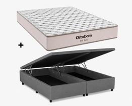 Cama Bau Casal Bipartido Cinza Colchão Fit D45 Espuma 138x188 - Ortobom - Alto Nivel / Ortobom Cama Bau Casal Bipartido Cinza Colchão Fit D45 Espuma 138x188 - Ortobom - Alto Nivel / Ortobom