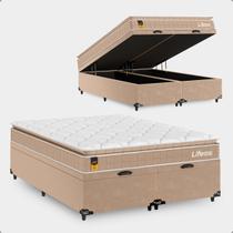 Cama Baú Casal Bipartido + Colchão Life D33 Pillow Top Firme Cama Baú Casal Bipartido + Colchão Life D33 Pillow Top Firme
