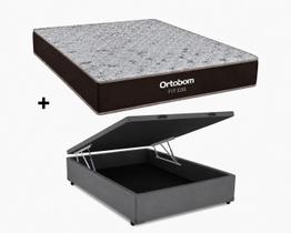 Cama Bau Casal Cinza Colchão Fit D33 Espuma 138x188 - Ortobom - Alto Nivel / Ortobom Cama Bau Casal Cinza Colchão Fit D33 Espuma 138x188 - Ortobom - Alto Nivel / Ortobom