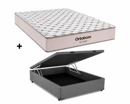 Cama Bau Casal Cinza Colchão Fit D45 Espuma 138x188 - Ortobom - Alto Nivel / Ortobom Cama Bau Casal Cinza Colchão Fit D45 Espuma 138x188 - Ortobom - Alto Nivel / Ortobom