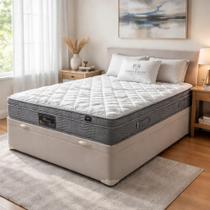 Cama Baú Casal, Colchão Molas Ensacadas Riviera E Cabeceira Colchão Branco-baú E Cabeceira Escolher Cor No Chat