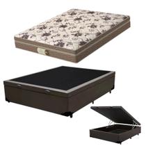 Cama Baú Casal e Colchão Style Molas Ensacadas Probel Marrom Cama Baú Casal e Colchão Style Molas Ensacadas Probel Marrom