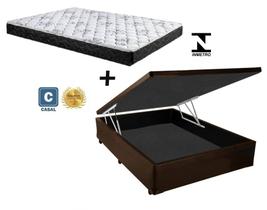 Cama Baú Casal Marrom + Colchão Espuma D28 138x188x20
