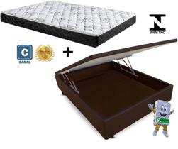 Cama Baú Casal Marrom + Colchão Espuma D28 138x188x8