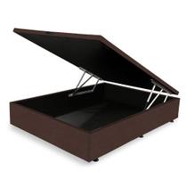 Cama Baú Casal Marrom Gold Suede 138x188x41