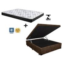 Cama Baú Casal Marrom Suede + Colchão Espuma D33 138x188x12 Cama Baú Casal Marrom Suede + Colchão Espuma D33 138x188x12