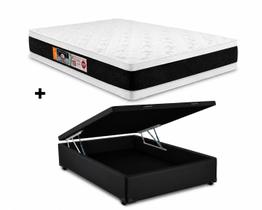 Cama Bau Casal Preto Colchão Casal Black e White Air Double Face D45 138x188 - Castor