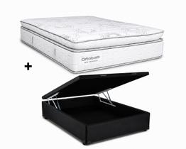 Cama Bau Casal Preto Colchão New Freedom Molas Ensacadas 138x188 - Ortobom