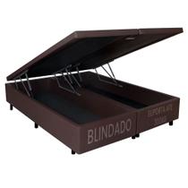 Cama Baú Casal Queen Bipartido Blindado Suede 158x198x41