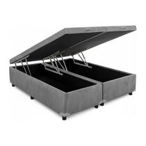 Cama Baú Casal Queen Bipartido Blindado Suede 158x198x41