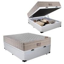 Cama Baú Casal Sintético + Colchão Ortobom Airtech Molas Ensacadas 65x138x188 Branco