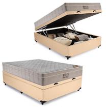 Cama Baú Casal Sintético + Colchão Ortobom Airtech Molas Ensacadas 65x138x188