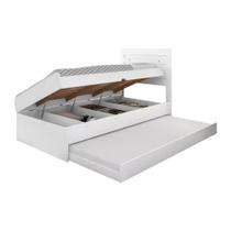 Cama Baú Framar Móveis Larissa Solteiro com Auxiliar Cor Branco Cama Baú Framar Móveis Larissa Solteiro com Auxiliar Cor Branco