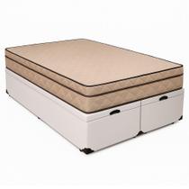 Cama Baú King 193 Tecido Sintético Branco Com Colchão Polônia Bello Box - D28 66x193x203 Cama Baú King 193 Tecido Sintético Branco Com Colchão Polônia Bello Box - D28 66x193x203